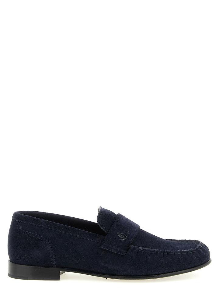 Jimmy Choo Blue Leather Slip-On Loafers