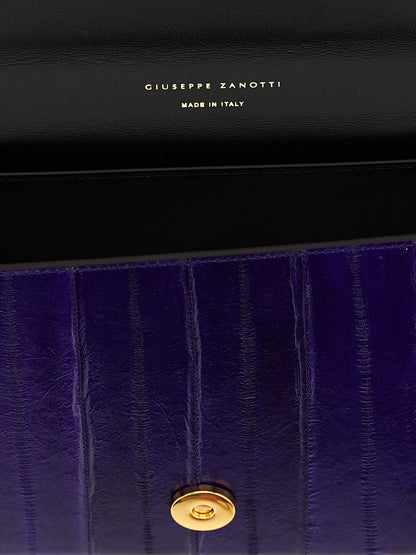 Giuseppe Zanotti Purple Leather Clutch Bag