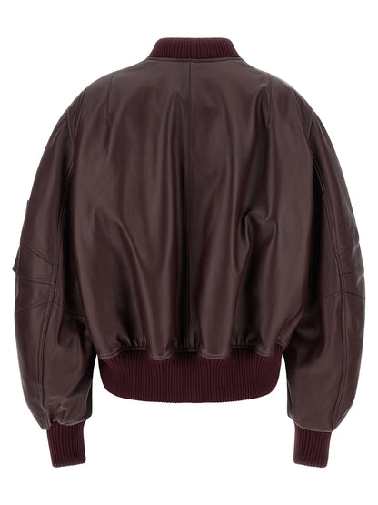 The Attico Bordeaux Lamb Leather Leather Jacket