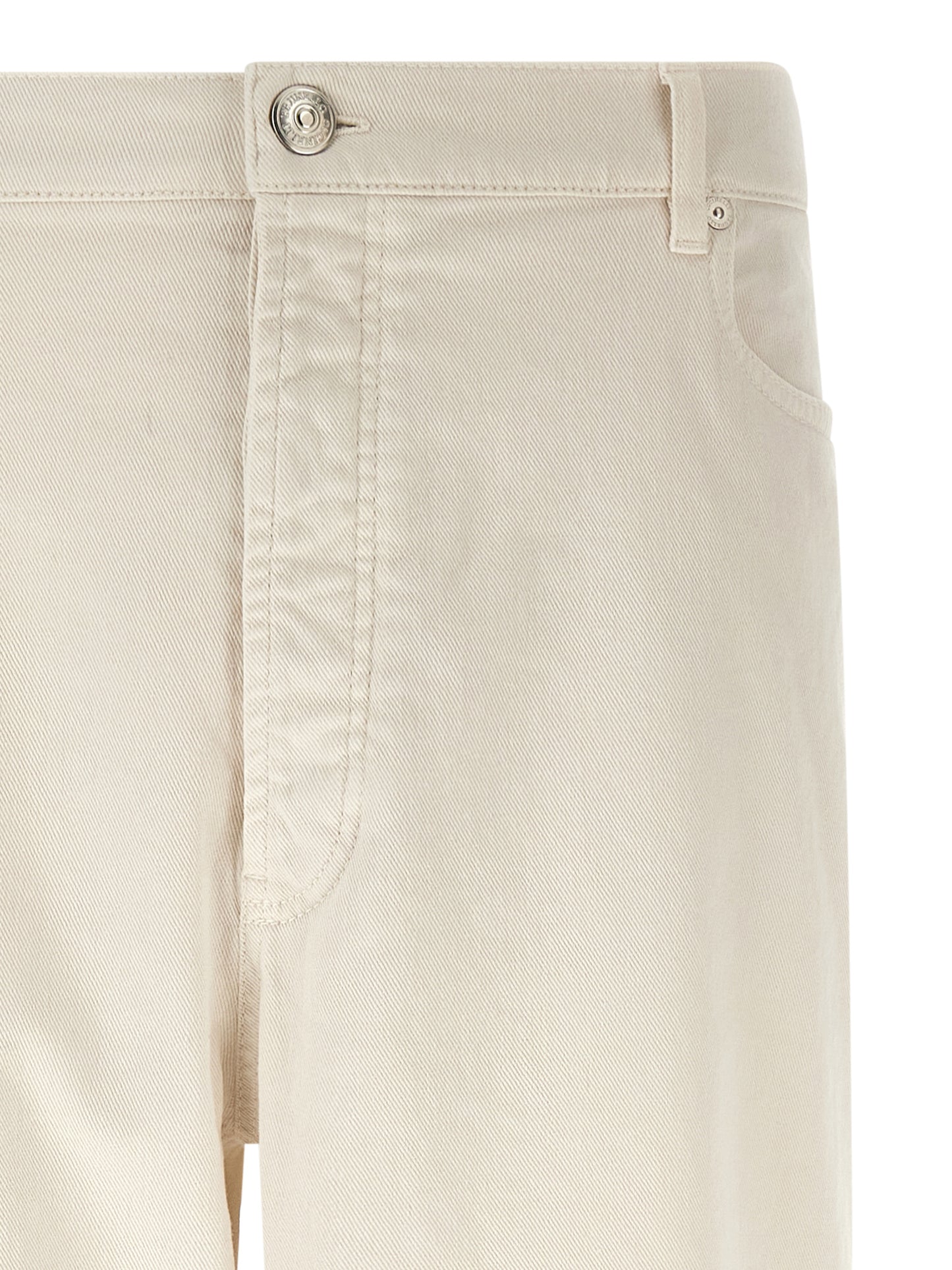 Brunello Cucinelli White Cotton Relaxed Fit Jeans