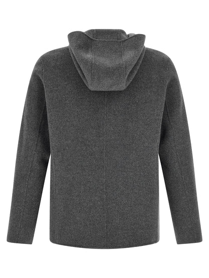 GIORGIO BRATO Gray Wool Full-Length Jacket