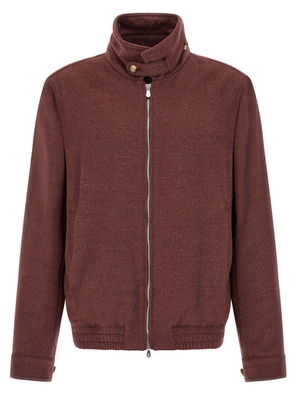 Brunello Cucinelli Bordeaux Virgin Wool Bomber