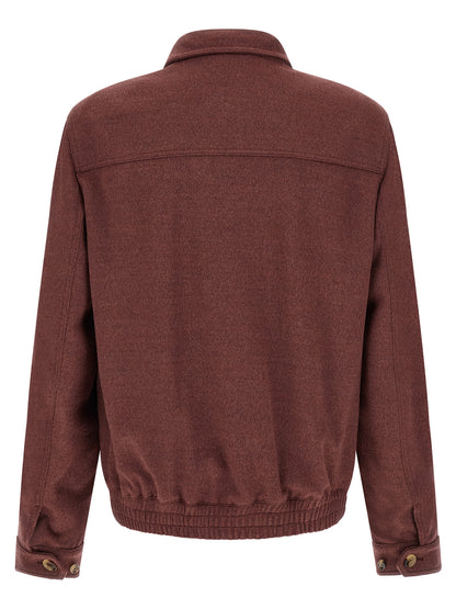 Brunello Cucinelli Bordeaux Virgin Wool Bomber