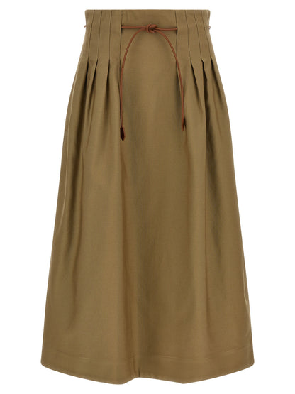 Max Mara Bicolor Cotton Midi Skirt