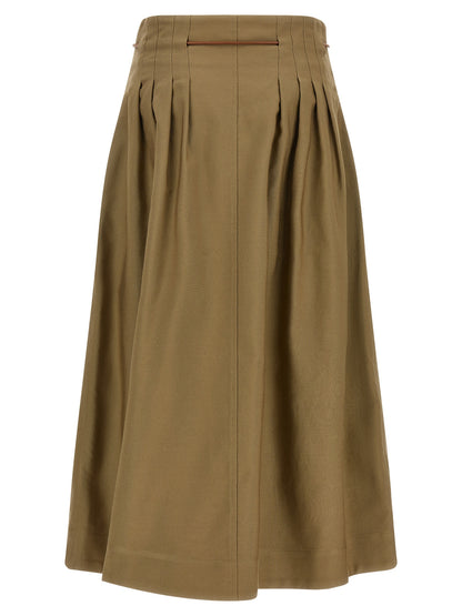 Max Mara Bicolor Cotton Midi Skirt