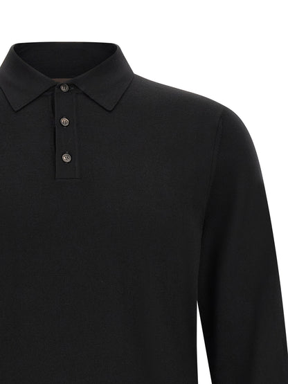 ZANONE Black Virgin Wool Polo Shirt