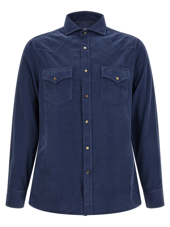 Brunello Cucinelli Blue Cotton Blouse