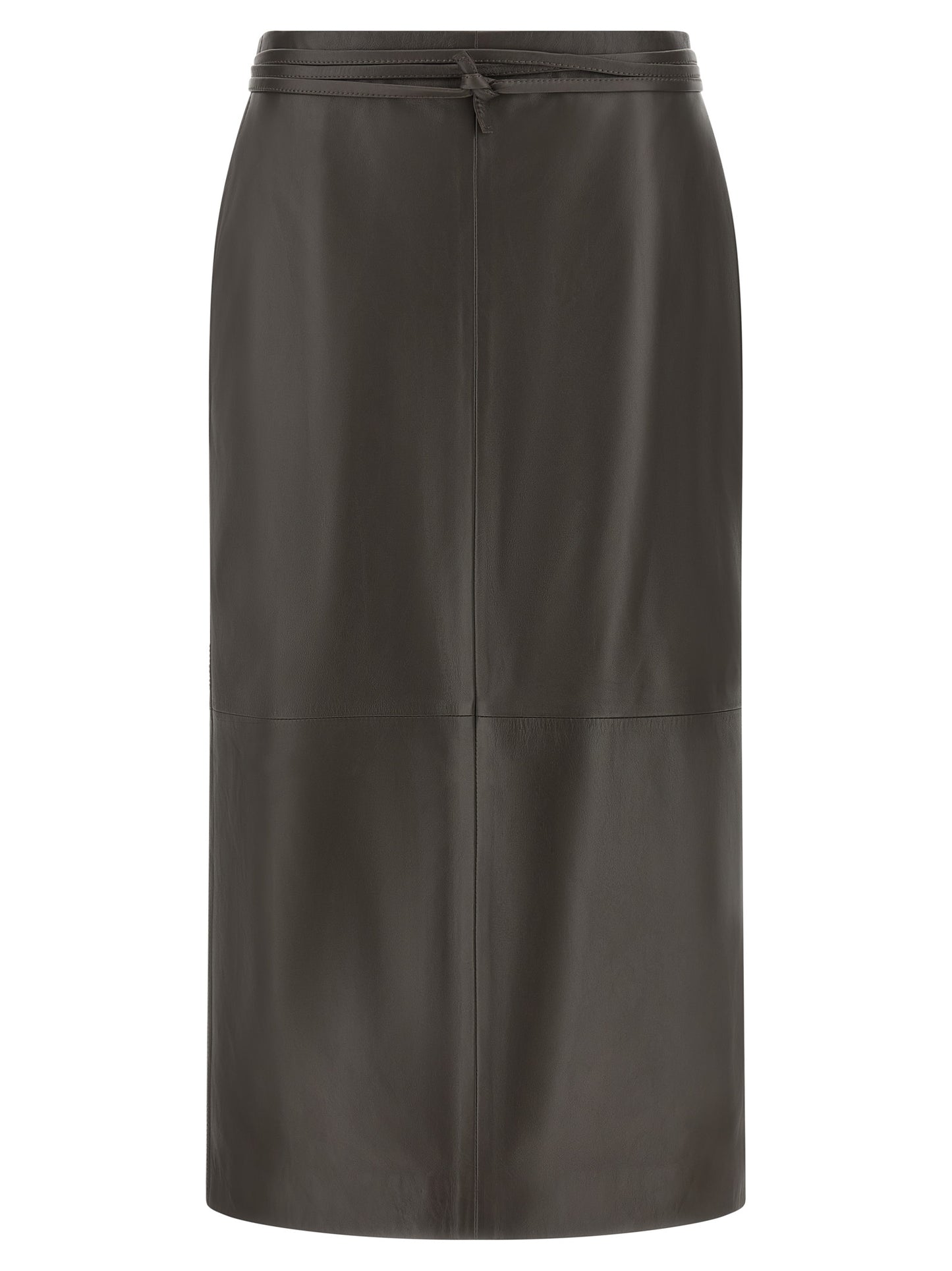 Alberta Ferretti Brown Lamb Leather Midi Skirt