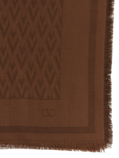Valentino Garavani Brown Silk Scarf