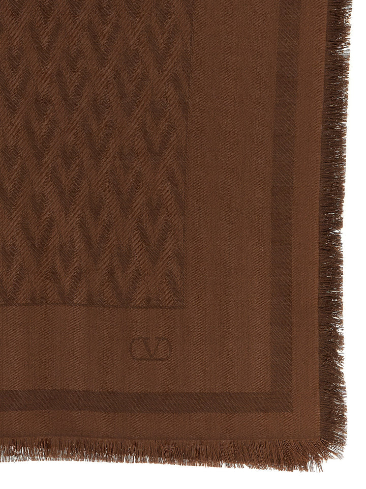 Valentino Garavani Brown Silk Scarf