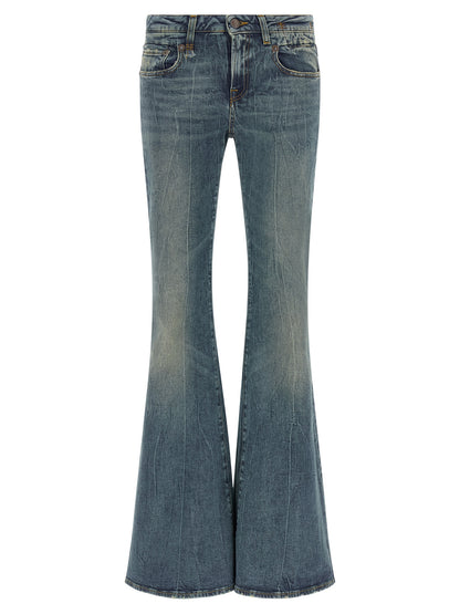 R13 Blue Cotton Flared Jeans