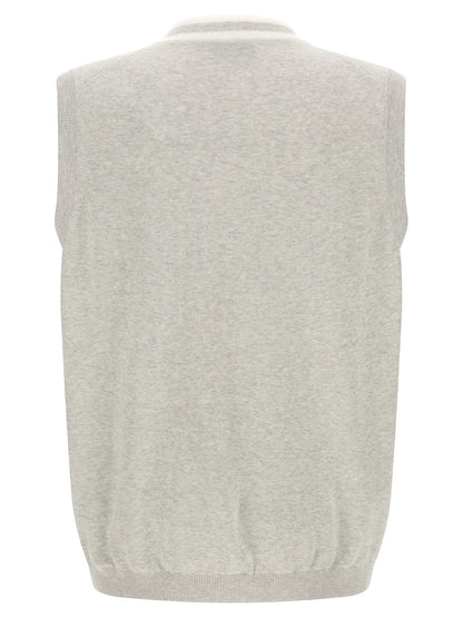 Brunello Cucinelli Gray Cotton Sleeveles Sweater