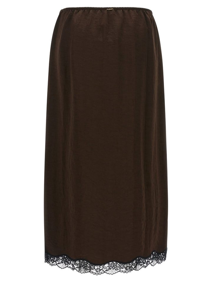 Twinset Brown Marabou Midi Skirt