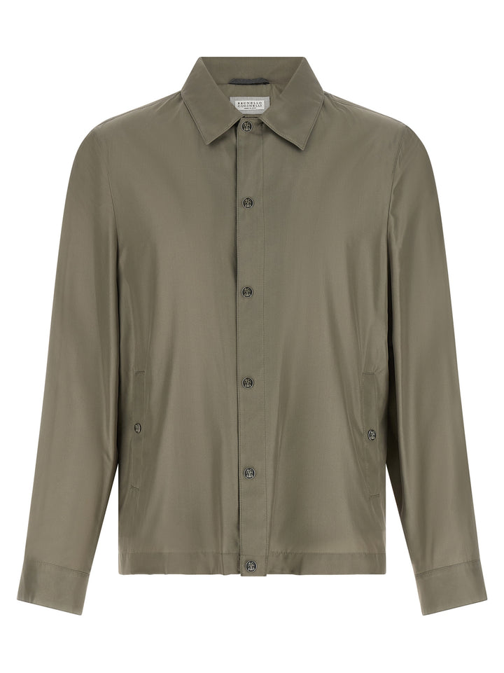 Brunello Cucinelli Bicolor Silk Full-Length Jacket