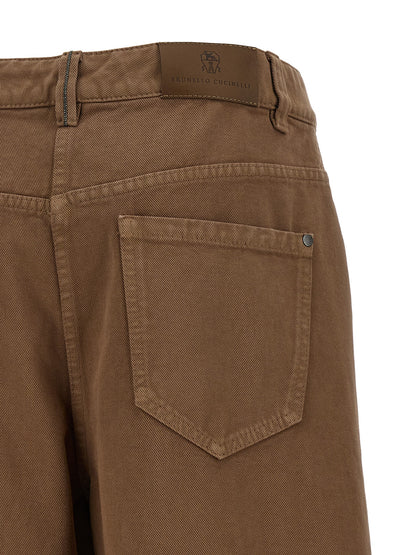 Brunello Cucinelli Brown Cotton Casual Pants