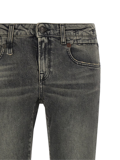 R13 Black Cotton Bootcut Jeans
