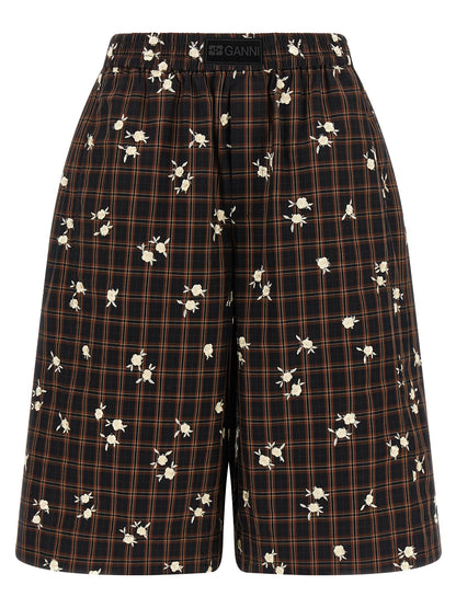 Ganni Brown Organic Cotton Bermuda Shorts