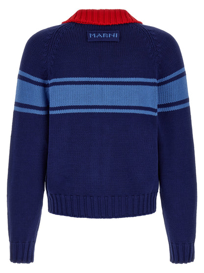 Marni Blue Cotton Cardigan