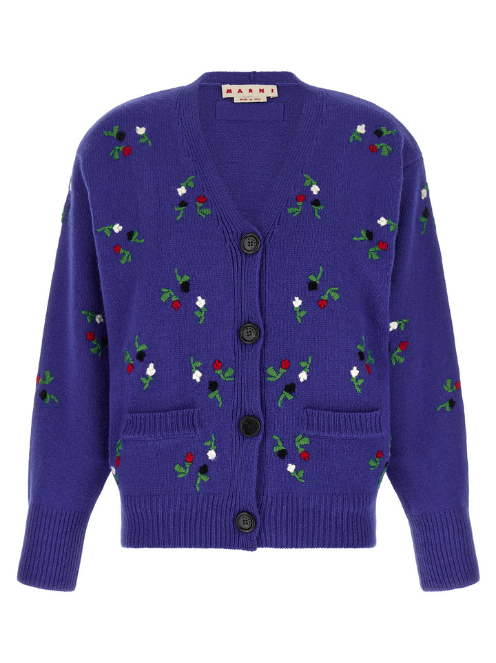 Marni Blue Virgin Wool Cardigan