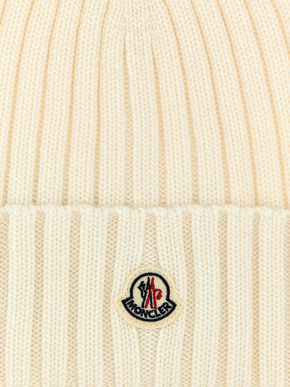 Moncler White Virgin Wool Beanie