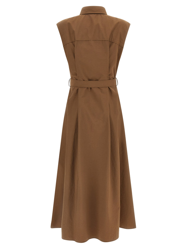 Brunello Cucinelli Brown Cotton Midi Dress