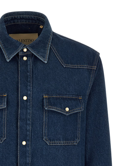 Valentino Garavani Blue Cotton Blouse