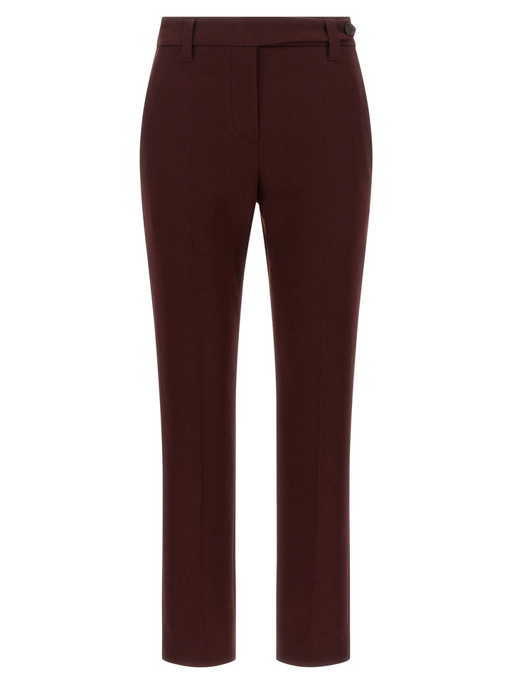 Brunello Cucinelli Bordeaux Cotton Casual Pants