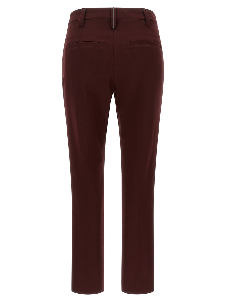 Brunello Cucinelli Bordeaux Cotton Casual Pants