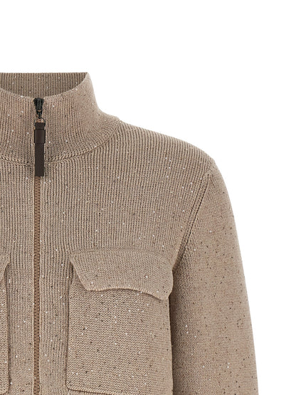 Brunello Cucinelli Beige Cotton Cardigan