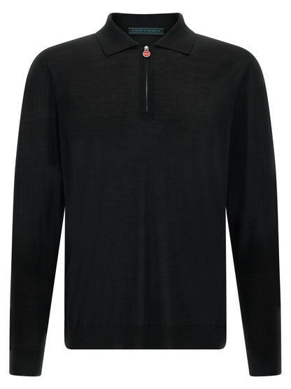 Kiton Black Wool Polo Shirt