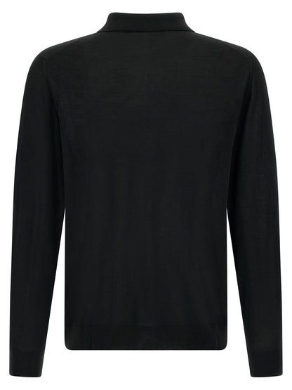Kiton Black Wool Polo Shirt