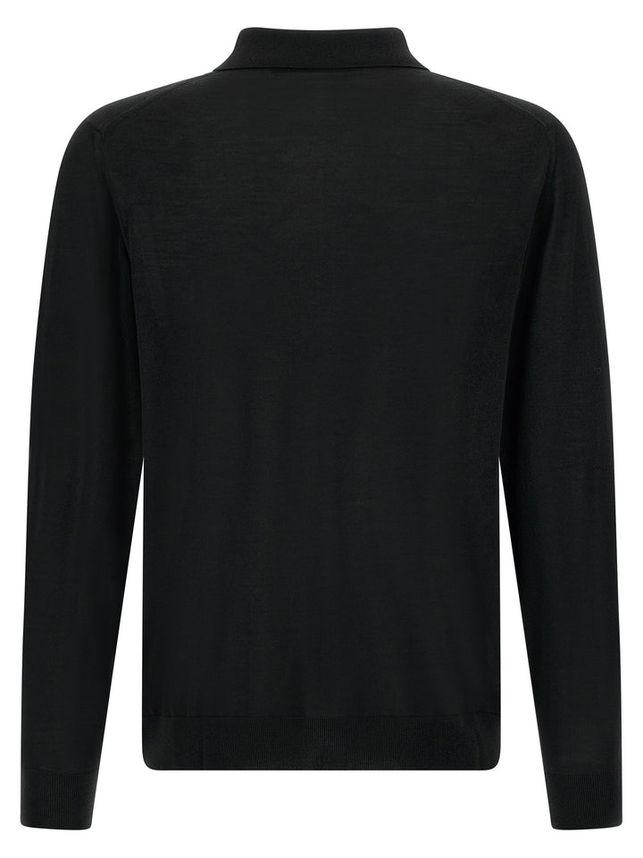 Kiton Black Wool Polo Shirt