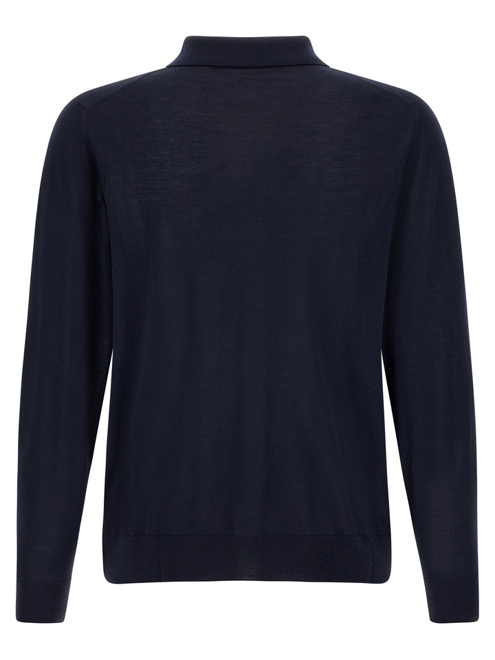 Kiton Blue Wool Polo Shirt