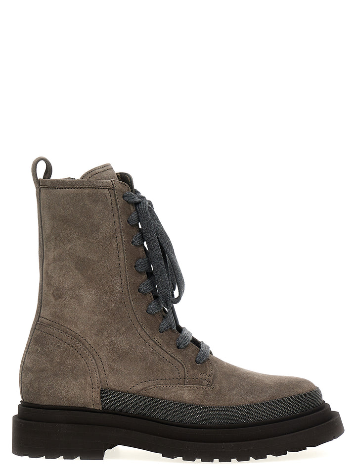 Brunello Cucinelli Gray Leather Ankle Boots