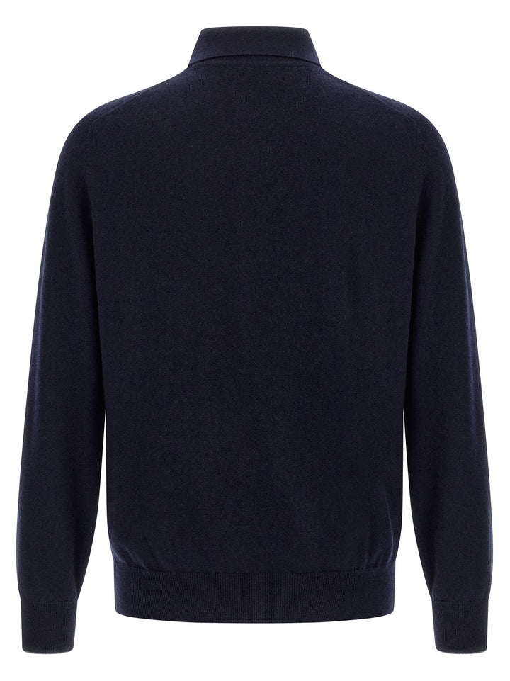 Brunello Cucinelli Blue Cashmere Polo Shirt