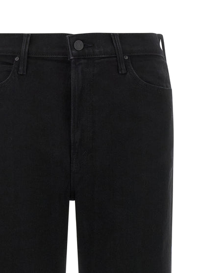 Mother Denim Black Cotton Flared Jeans