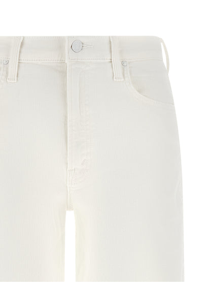 Mother Denim White Cotton Straight-Leg Jeans