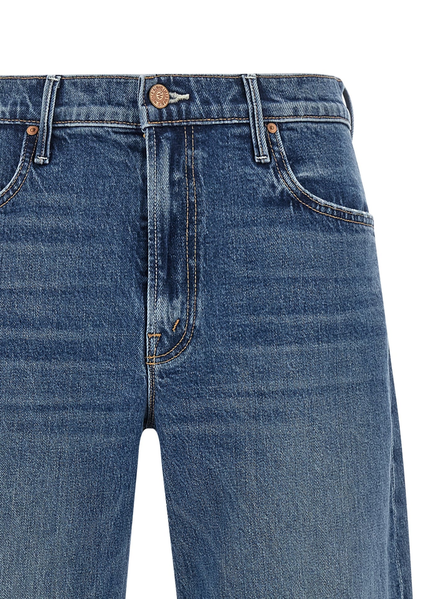 Mother Denim Blue Cotton Cropped Jeans