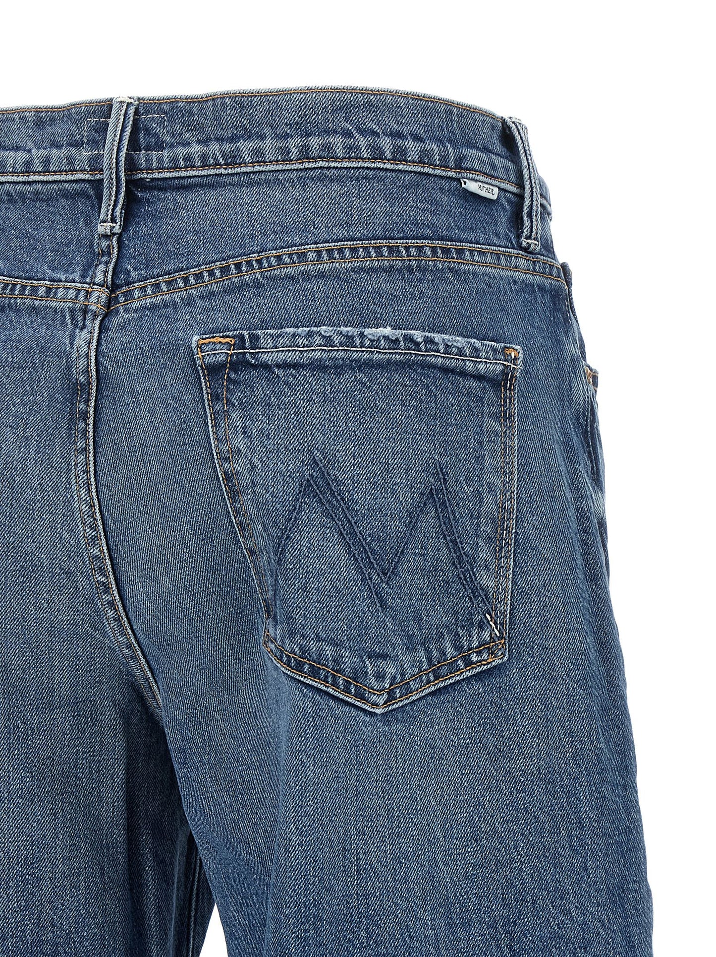 Mother Denim Blue Cotton Cropped Jeans