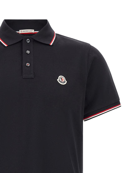 Moncler Blue Cotton Polo Shirt