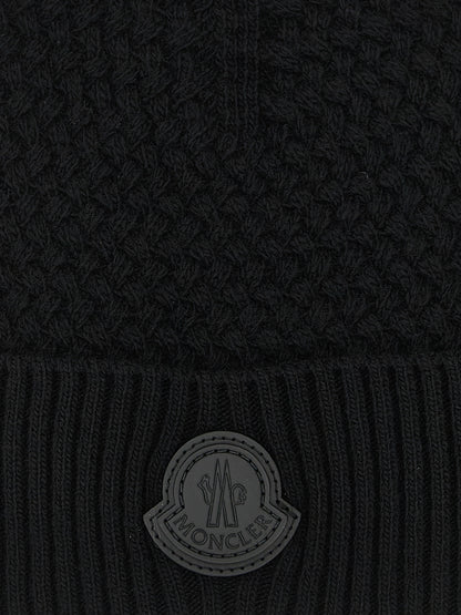 Moncler Black Leather Beanie