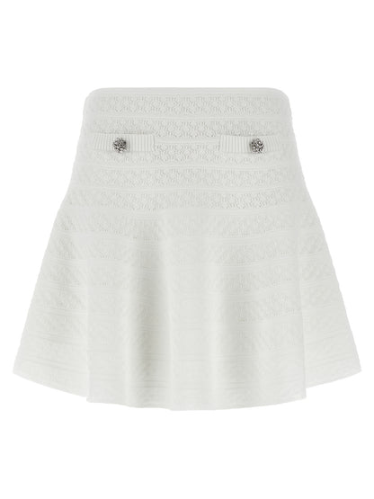 Self-Portrait White Viscose Long Skirt