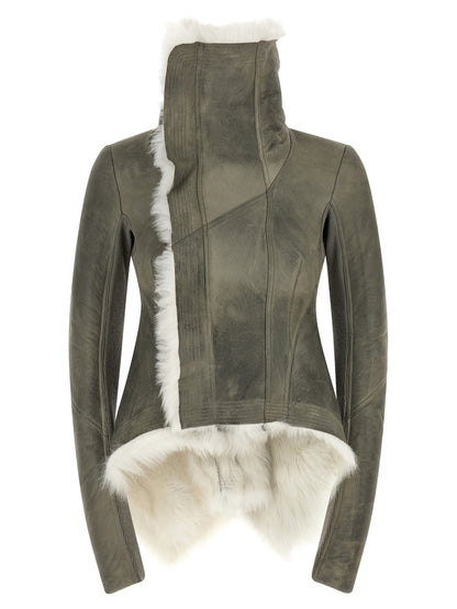 Rick Owens Gray Lamb Fur Leather Jacket