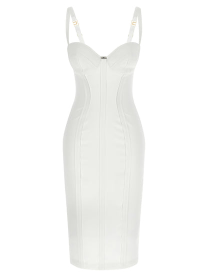 Elisabetta Franchi White Polyester Midi Dress