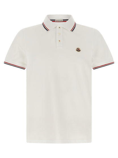 Moncler White Cotton Polo Shirt