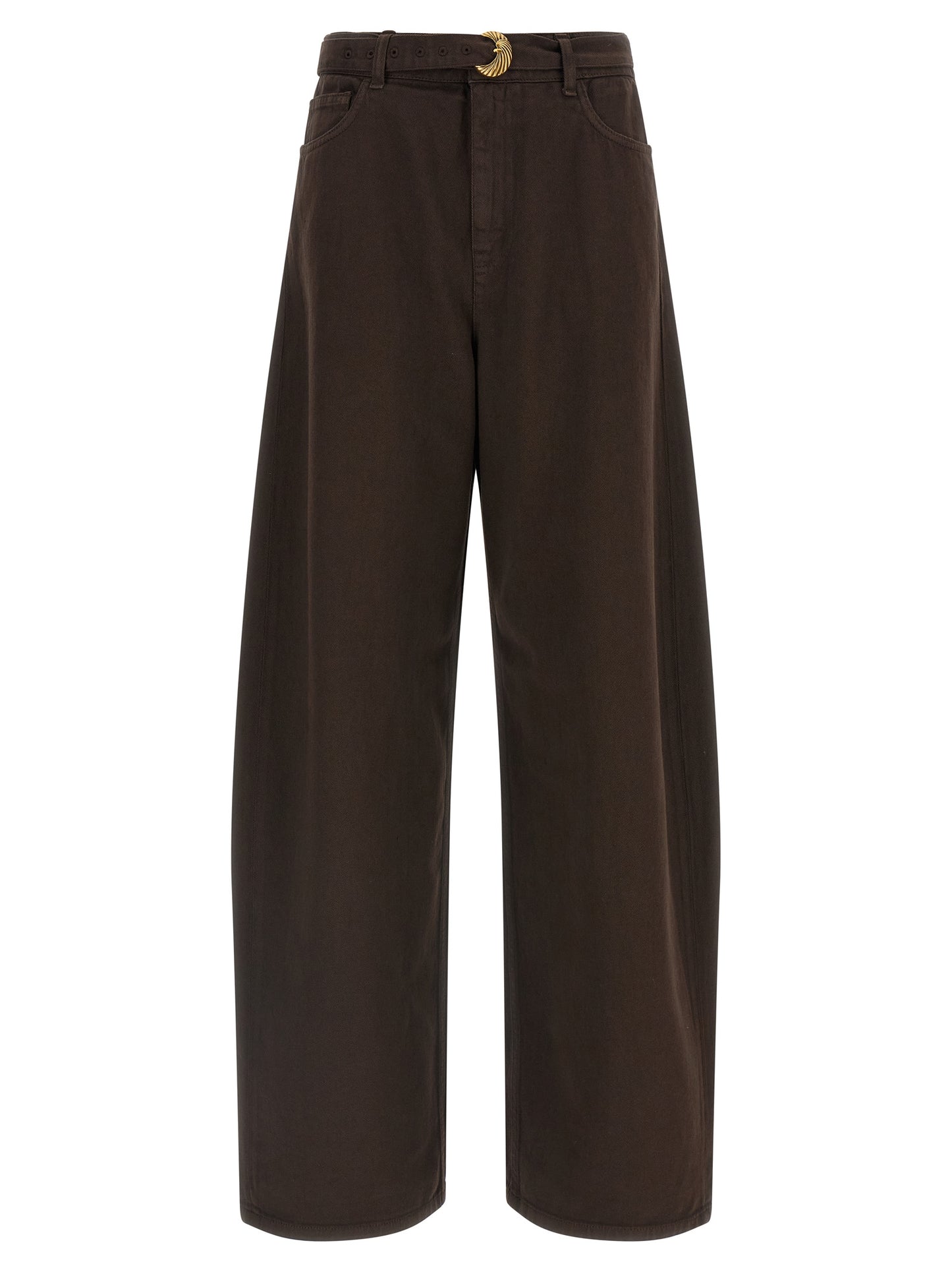Twinset Brown Cotton High-Waisted Jean