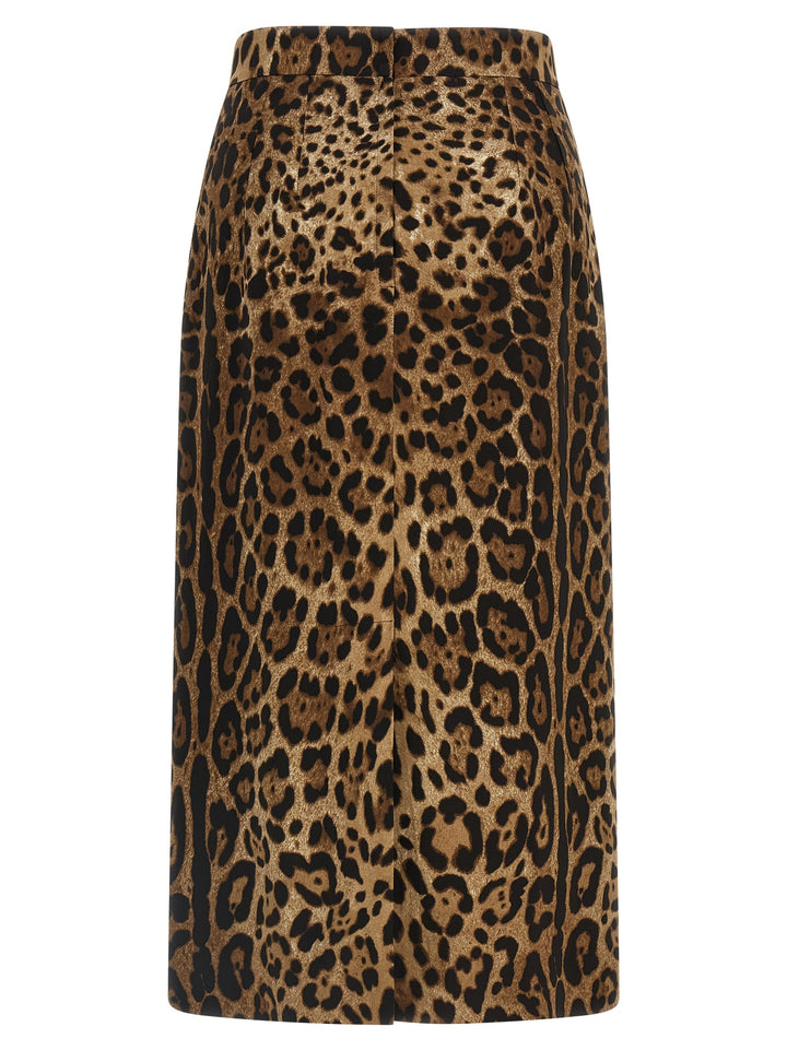 Dolce & Gabbana Brown Viscose Midi Skirt