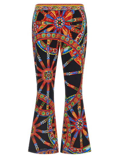 Dolce & Gabbana Multicolor Silk Flared Pants