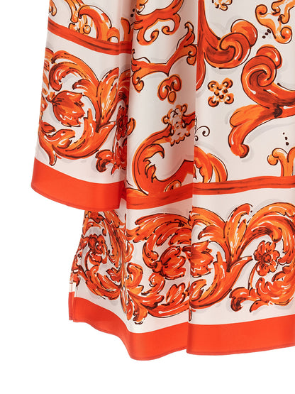Dolce & Gabbana Orange Silk Short Dress
