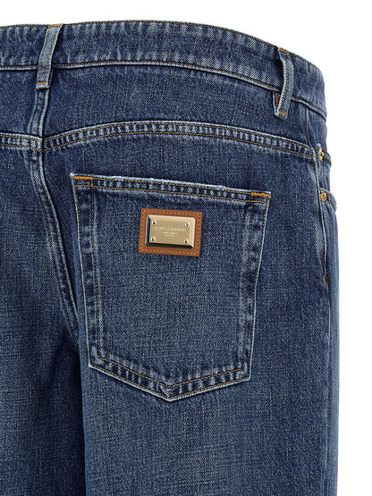 Dolce & Gabbana Blue Cotton Relaxed Fit Jeans
